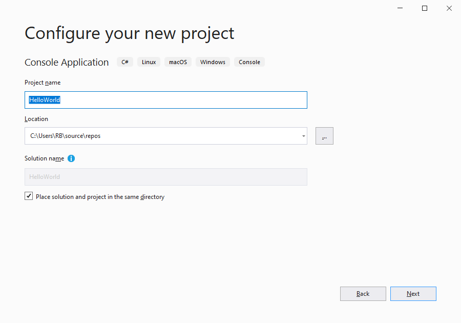 Configure your new project page