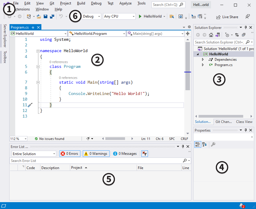 Overview of the Visual Studio IDE