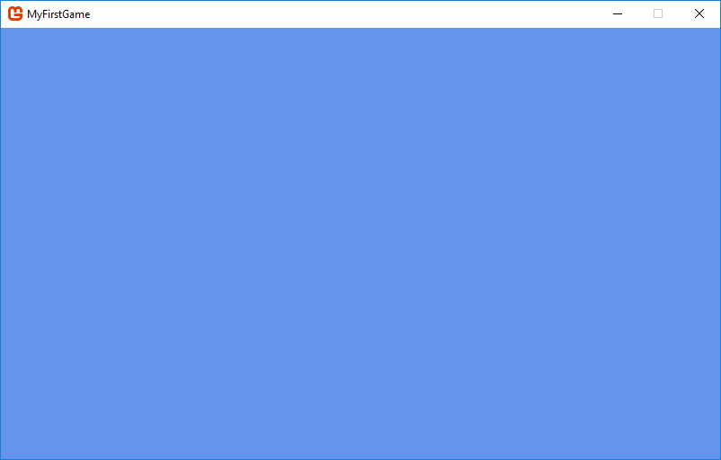 A blank blue screen; your first MonoGame project!