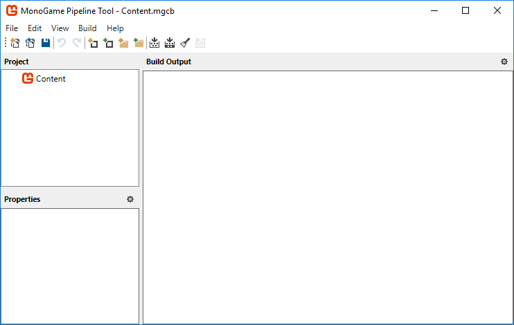 A screenshot of the MonoGame Content Pipeline management tool